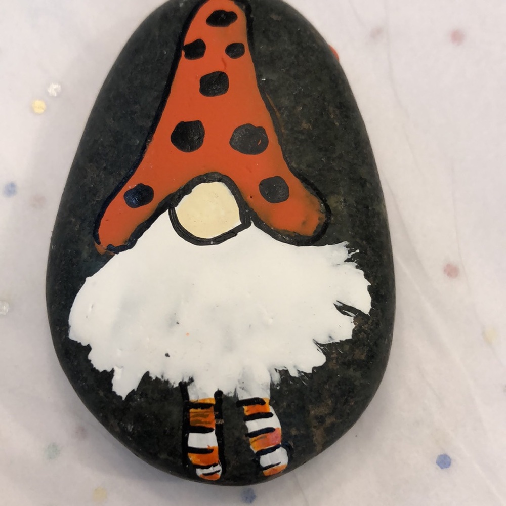HAND PAINTED HALLOWEEN GNOME ROCK